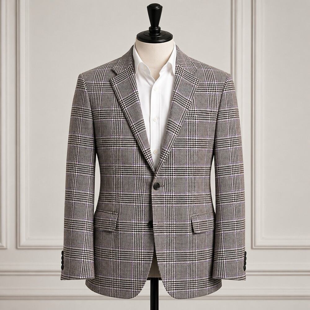 Peter Millar Tweed Houndstooth Wool Cashmere Blazer Sports Coat 46T Canada Union